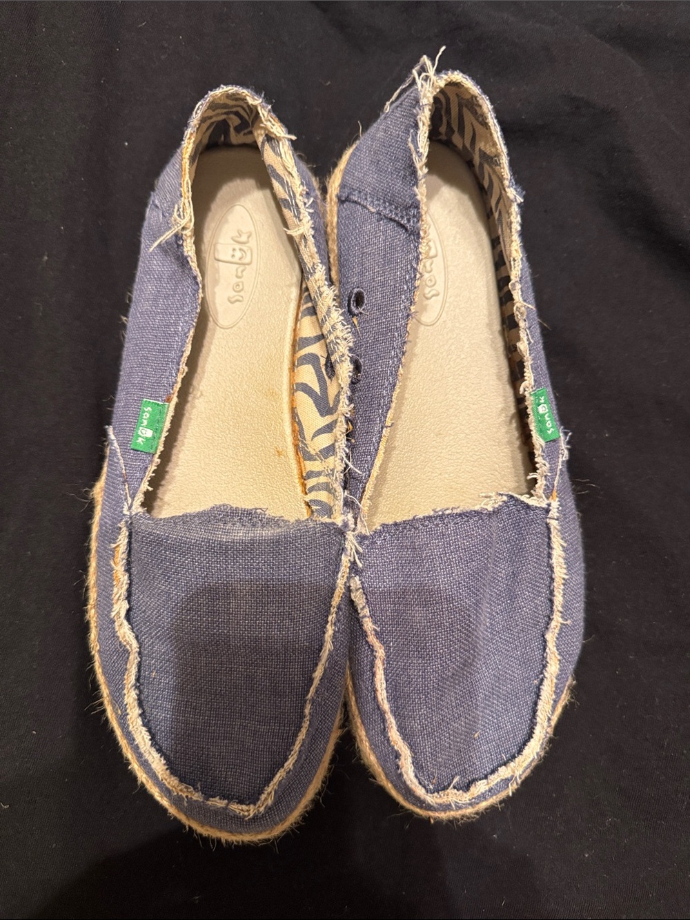 Sanuk Navy Canvas Slip-On Casual Flats